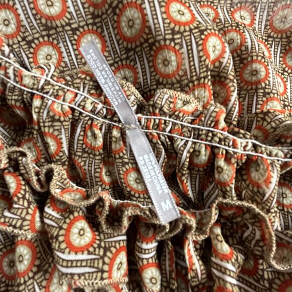 Max Rave Womens Off-Shoulder Smocked Ruffle Tunic Top Blouse Medium Brown Floral - Picture 3 of 8